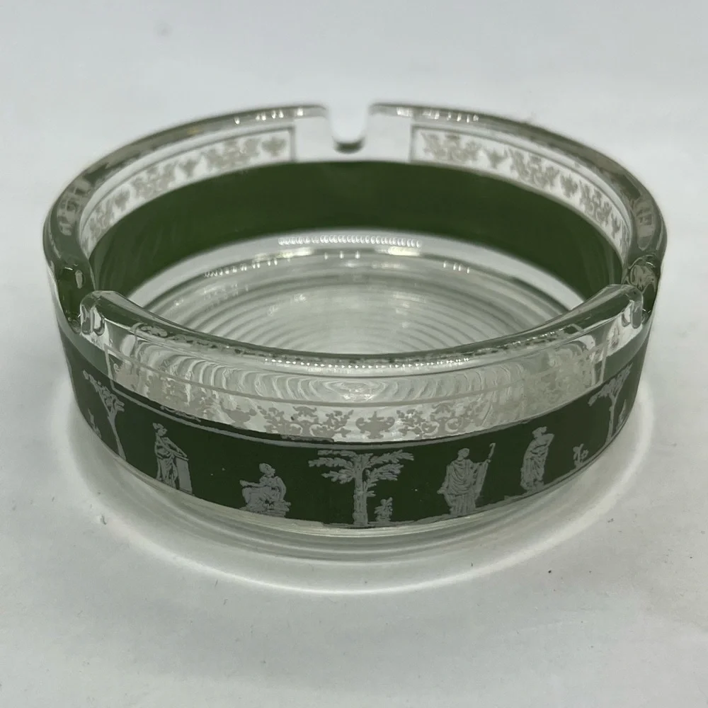 2 Jeanette Greek Sage Green Hellenic Mid Century Modern Ash Trays